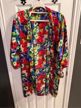 Saks Fifth Avenue Multicolor Floral Satin Blouse